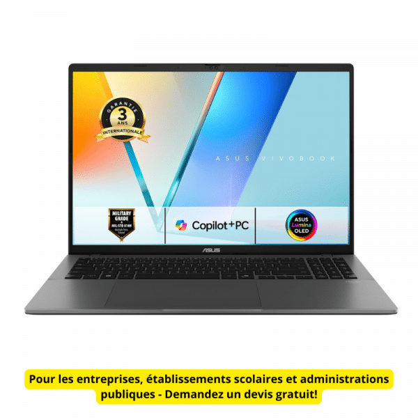 PC PORTABLE ASUS VIVOBOOK S 16 S3607CA-PRO-OLED-SH3X 16" / Intel core ultra 5 / 16GO / 512GO SSD / Win 11 Pro Gar 3 ans (90NB16I2-M008U0) - POUR LES PROS / DEMANDEZ UN DEVIS GRATUIT