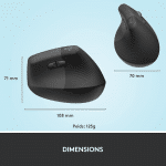SOURIS ERGONOMIQUE VERTICALE SANS FIL LOGITECH LIFT – pour droitiers (910-006473) – Image 9