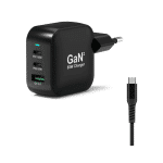 PORT CONNECT ADAPTATEUR SECTEUR GaN II, AVEC 2M CABLE, 2 X USB-C, USB TYPE A - 65 WATT (902065PEU)